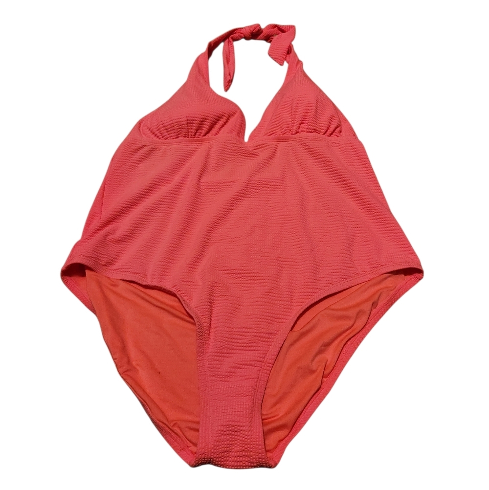 Women’s 3X Sol Borne Coral Halter Tie One-Piece Swimsuit